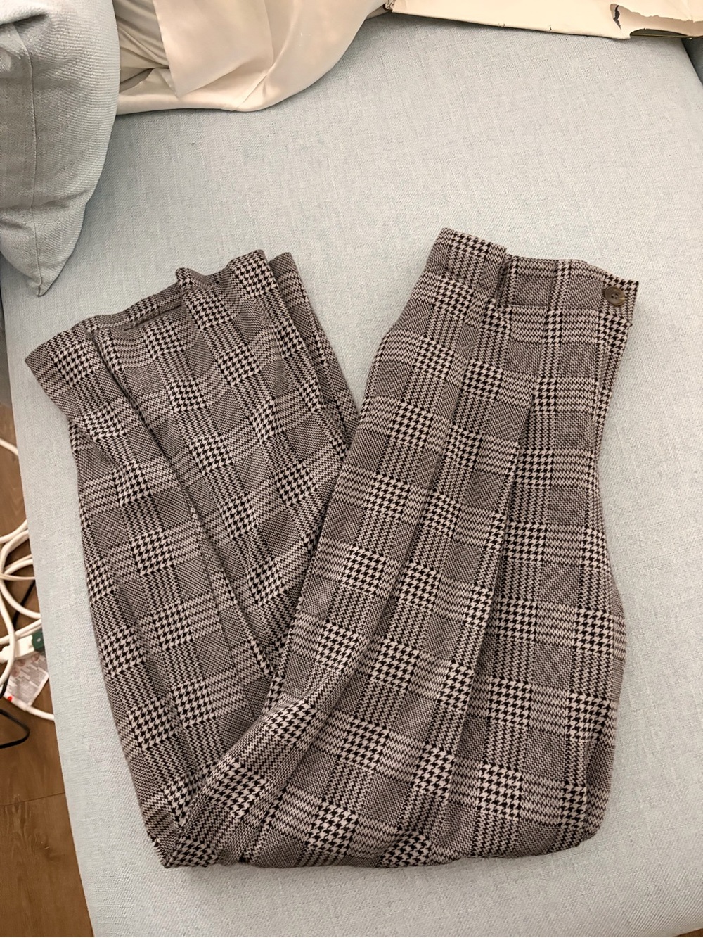 Anthropologie High-Waist Plaid Wide-Leg Trousers - Black & White - Picture 4 of 6